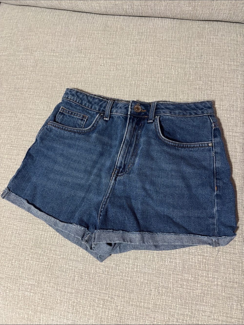 Forever 21 Dark Blue Rolled Hem Denim Shorts